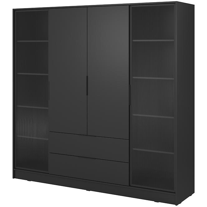 Szekrény Kelly 4D RD fekete + led