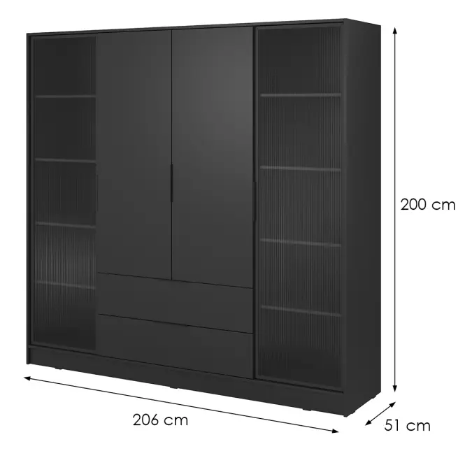 Szekrény Kelly 4D RD fekete + led,2