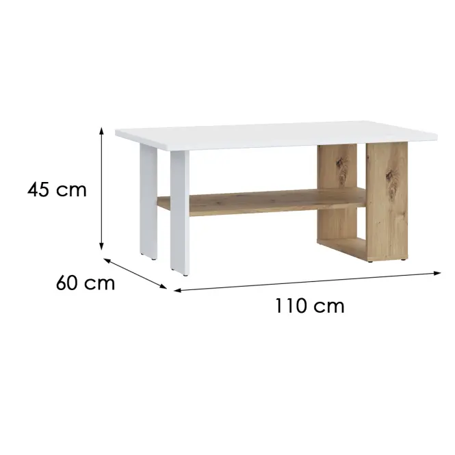 Dohányzóasztal Caldicot CFTT5210-M256 fehér/tölgy artisan