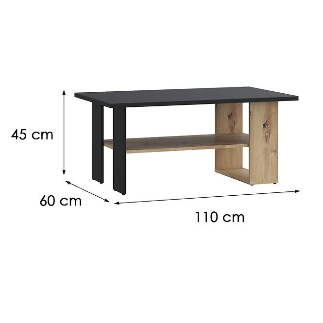 Dohányzóasztal Caldicot CFTT5210-M922 fekete/tölgy artisan