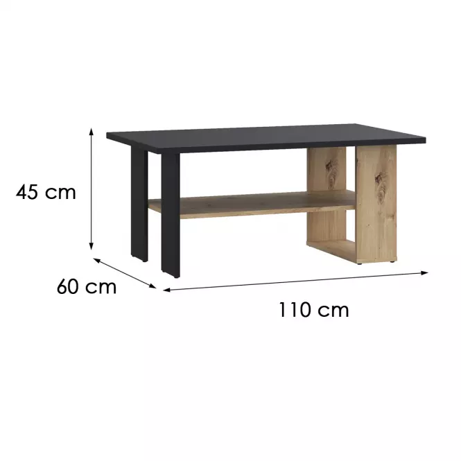 Dohányzóasztal Caldicot CFTT5210-M922 fekete/tölgy artisan,4
