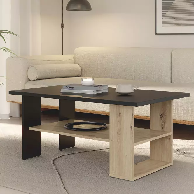 Dohányzóasztal Caldicot CFTT5210-M922 fekete/tölgy artisan