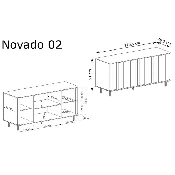Komód Novado 2nv 180 Clay Gray