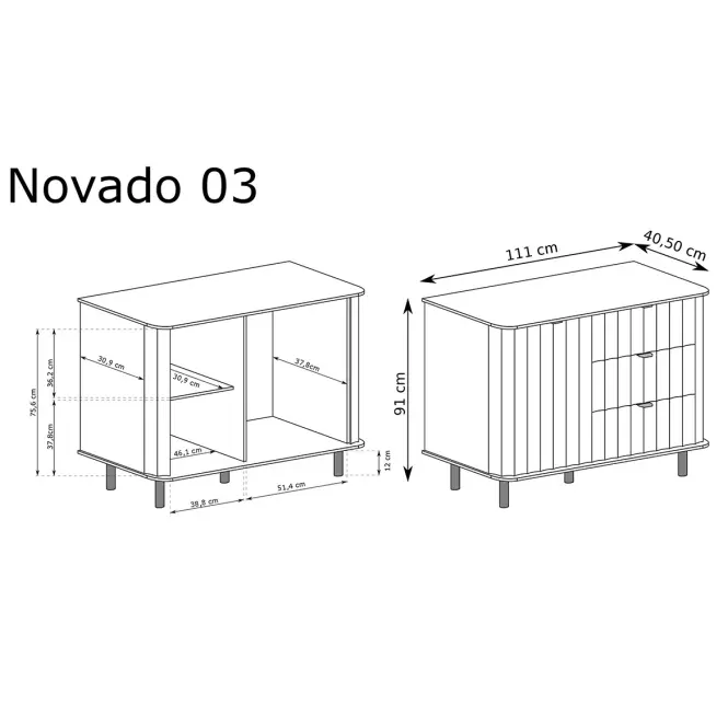 Komód Novado 3nv 110 Clay Gray