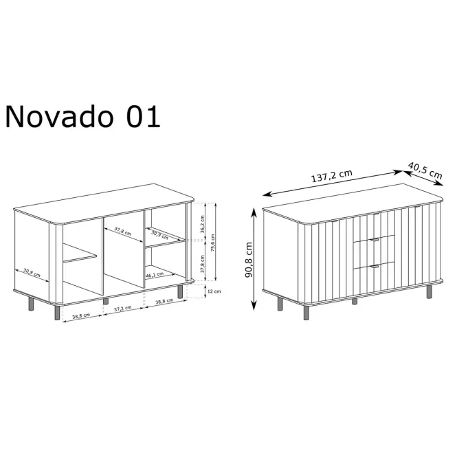 Komód Novado 1nv 140 Fehér klasszikus,3