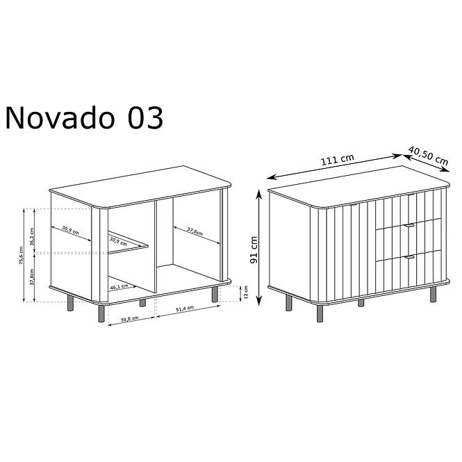 Komód Novado 3nv 110 Fehér klasszikus