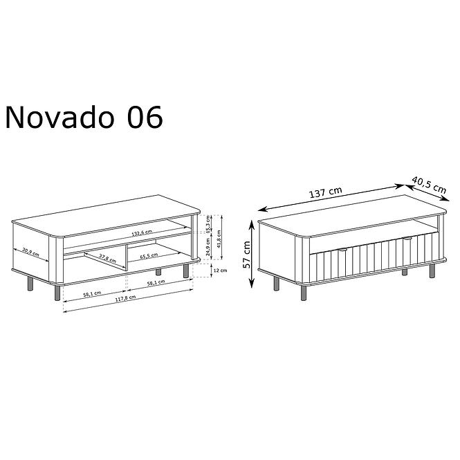 Szekrény RTV Novado 6nv 140 Clay Gray