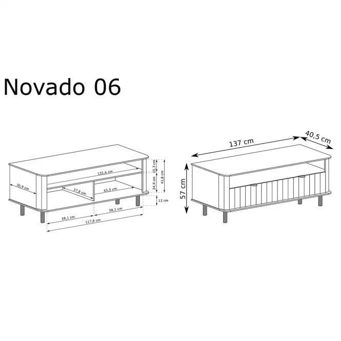 Szekrény RTV Novado 6nv 140 Clay Gray,3