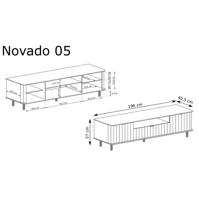 Szekrény RTV Novado 5nv 200 Klasszikus fehér,3