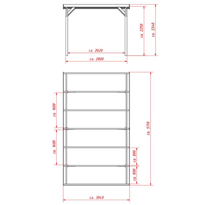 Garázs pergola 3x5x2,35 m