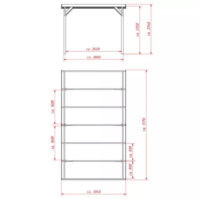 Garázs pergola 3x5x2,35 m,2
