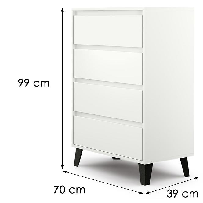Komód Scandi 4S Fehér