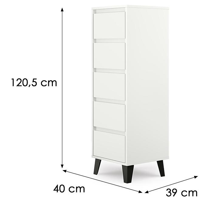 Komód Scandi 5S Fehér,2