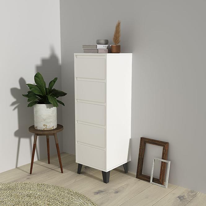 Komód Scandi 5S Fehér,7