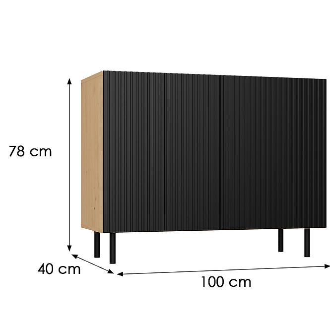 Komód Kama 2D Slim Artisan/Fekete