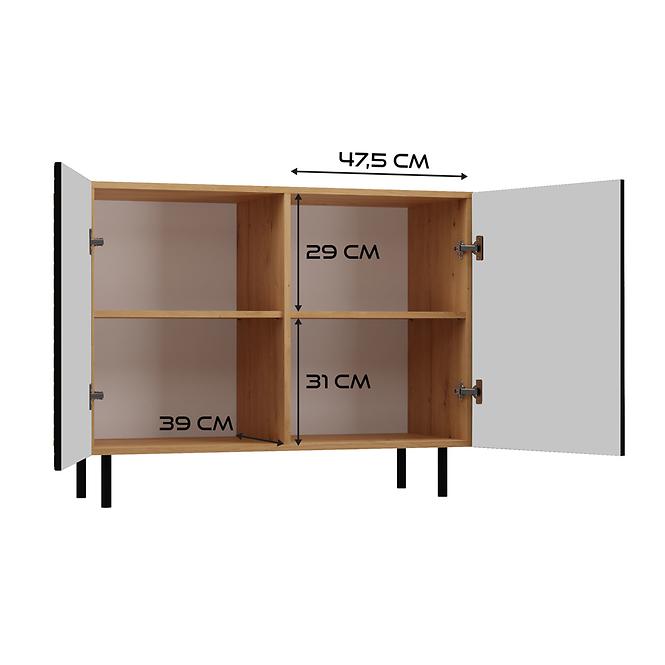 Komód Kama 2D Slim Artisan/Fekete,5