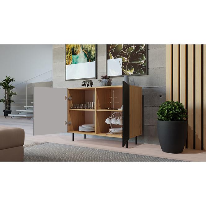 Komód Kama 2D Slim Artisan/Fekete,6