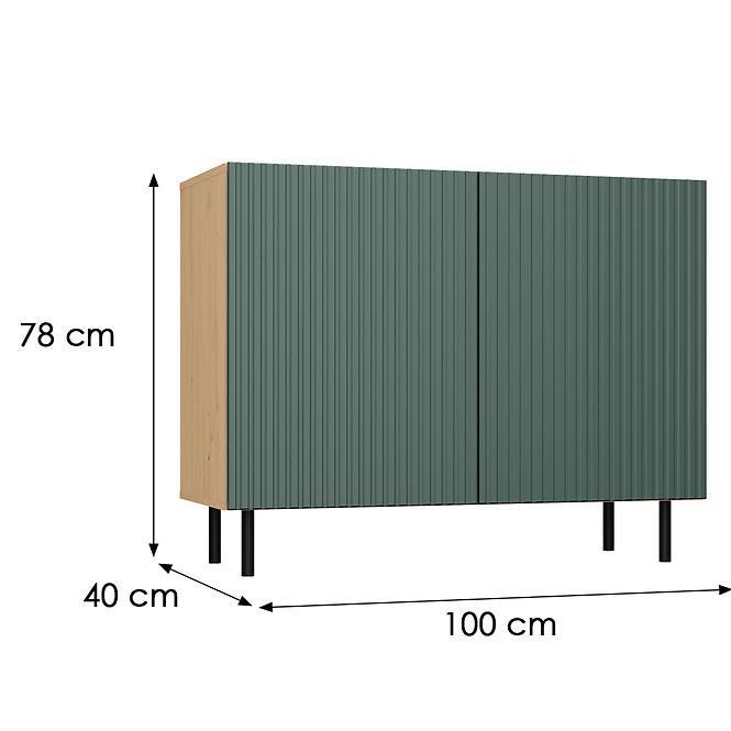 Komód Kama 2D Slim Artisan/Zöld