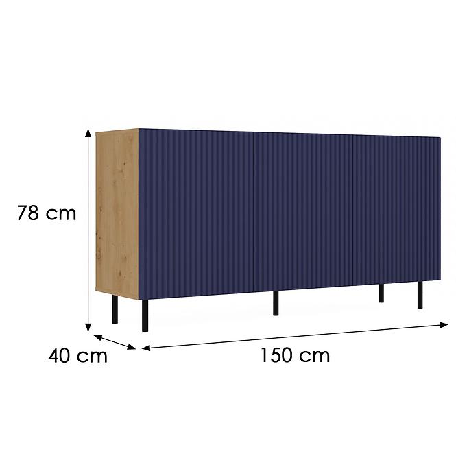 Komód Kama 3 Drzwi Slim Artisan/Gránát