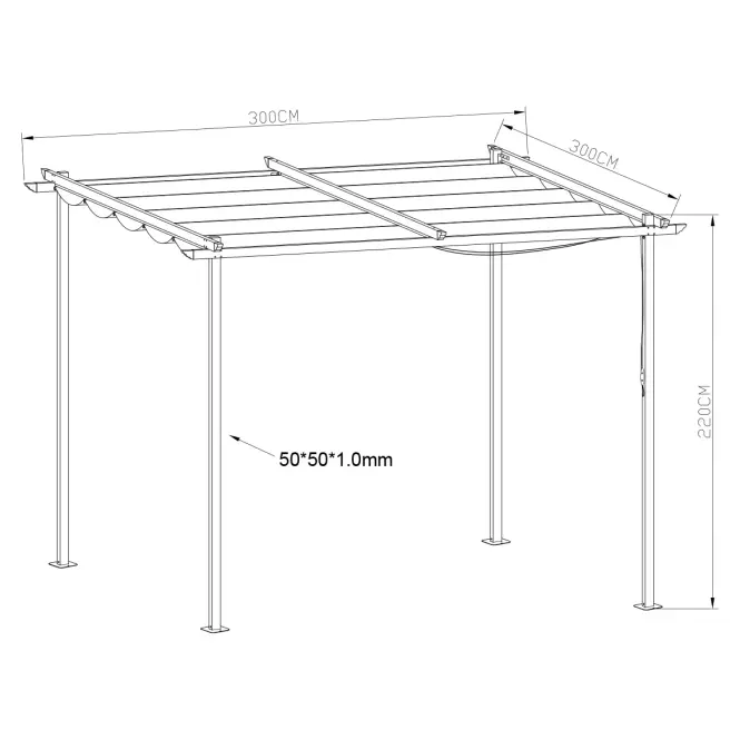 Kerti pavilon / pergola 2,6x2,6x2,2 m bézs