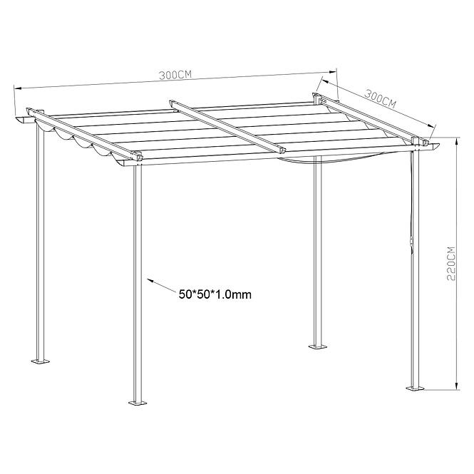Kerti pavilon / pergola 2,6x2,6x2,2 m bézs