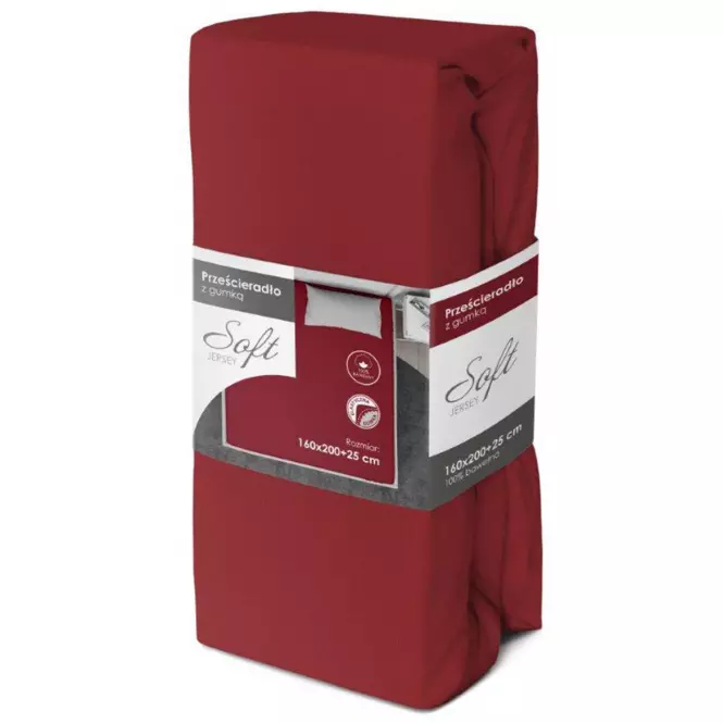 Lepedő Jersey gumiszalaggal 160x200 piros,3