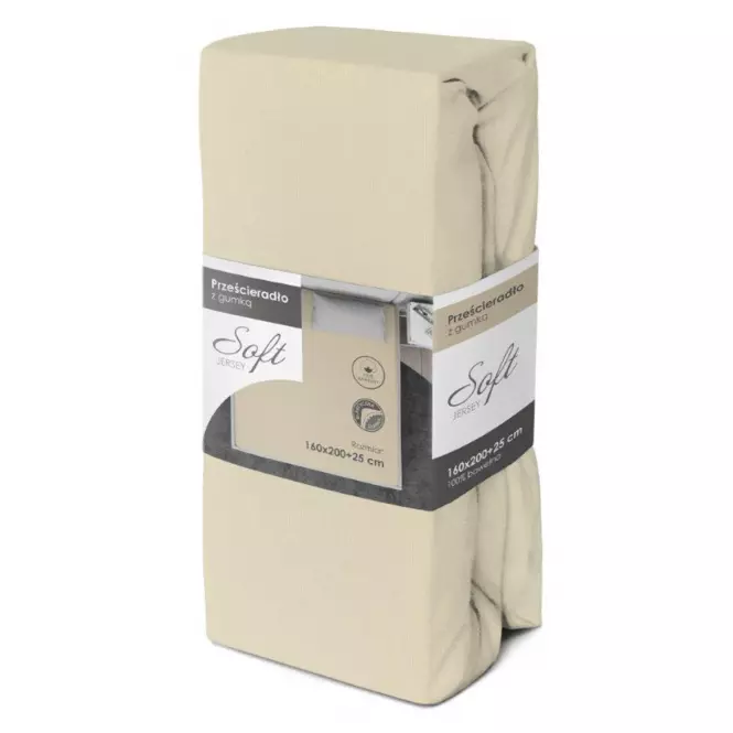 Lepedő Jersey gumiszalaggal 90x200 krém,3