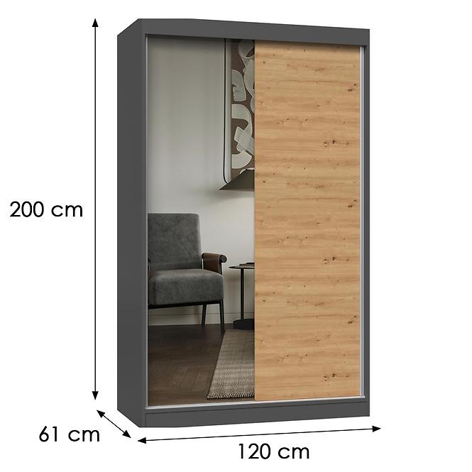 Szekrény Iga 120 Antracit Artisan A/B - tükör/tükör nélkül