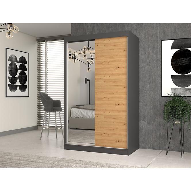 Szekrény Iga 120 Antracit Artisan A/B - tükör/tükör nélkül
