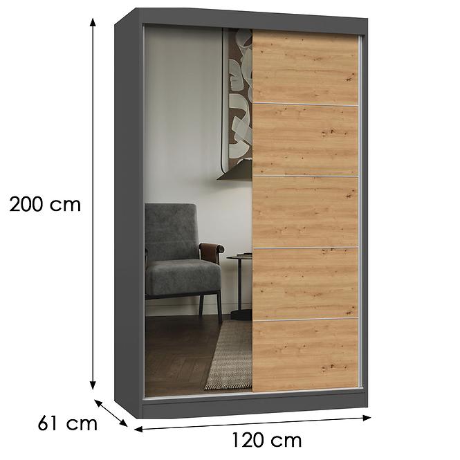 Szekrény Iga 120 Antracit Artisan A/C- tükör