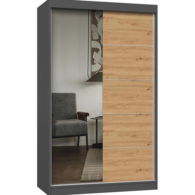 Szekrény Iga 120 Antracit Artisan A/C- tükör