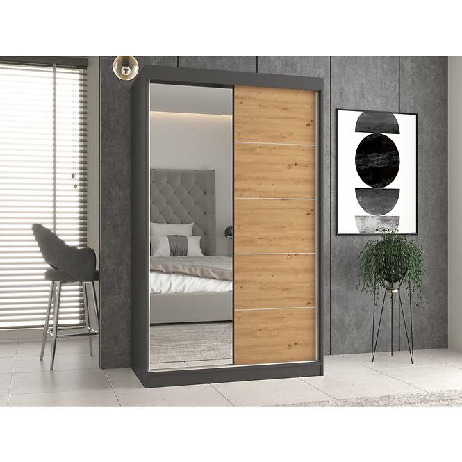 Szekrény Iga 120 Antracit Artisan A/C- tükör
