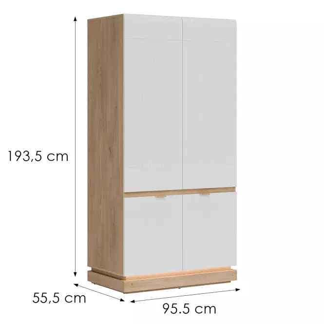 Szekrény 2d Milton Ml08 tölgy Crem Torro Fehér,2