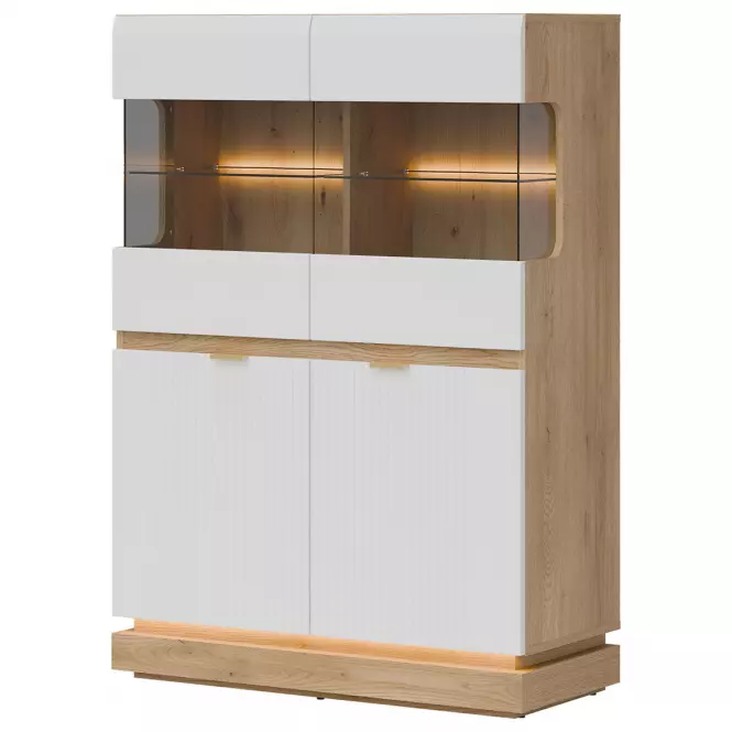 Vitrin Alacsony Milton Ml04 tölgy Crem Torro Fehér