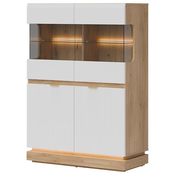 Vitrin Alacsony Milton Ml04 tölgy Crem Torro Fehér