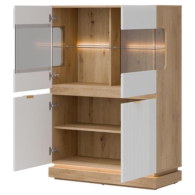 Vitrin Alacsony Milton Ml04 tölgy Crem Torro Fehér