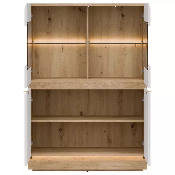 Vitrin Alacsony Milton Ml04 tölgy Crem Torro Fehér