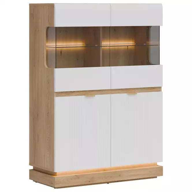 Vitrin Alacsony Milton Ml04 tölgy Crem Torro Fehér