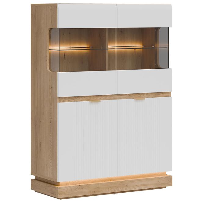 Vitrin Alacsony Milton Ml04 tölgy Crem Torro Fehér
