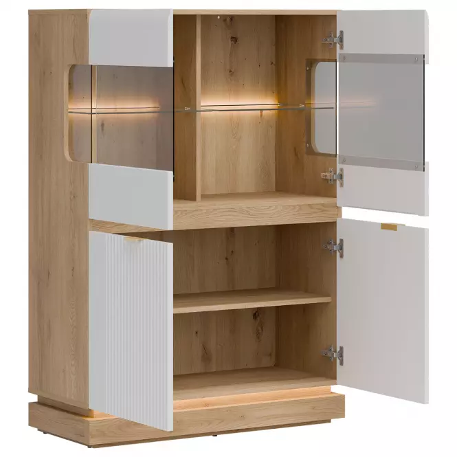 Vitrin Alacsony Milton Ml04 tölgy Crem Torro Fehér,7