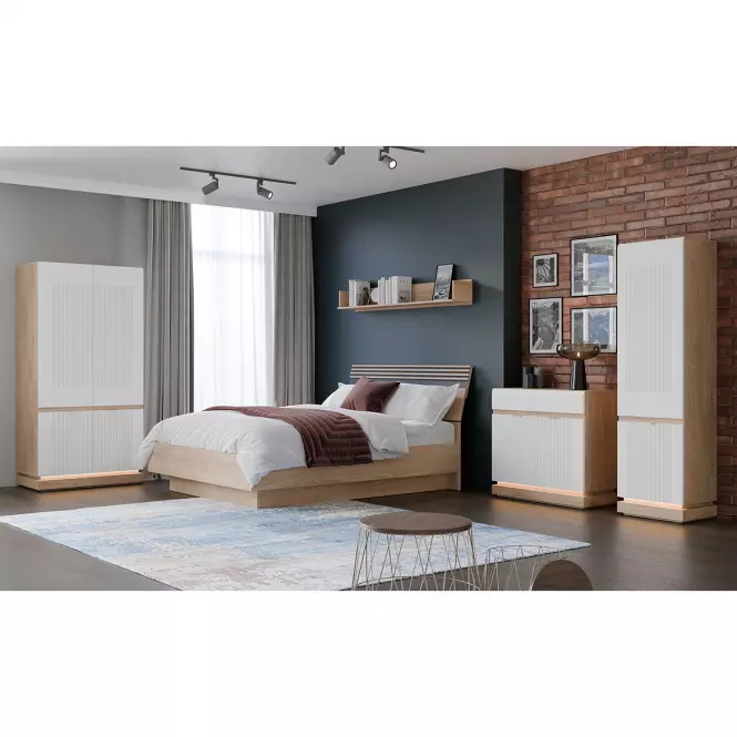 Vitrin Alacsony Milton Ml04 tölgy Crem Torro Fehér