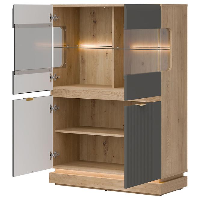 Vitrin Alacsony Milton Ml04 tölgy Crem Torro Szürke