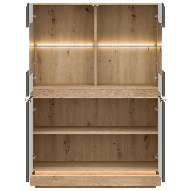 Vitrin Alacsony Milton Ml04 tölgy Crem Torro Szürke