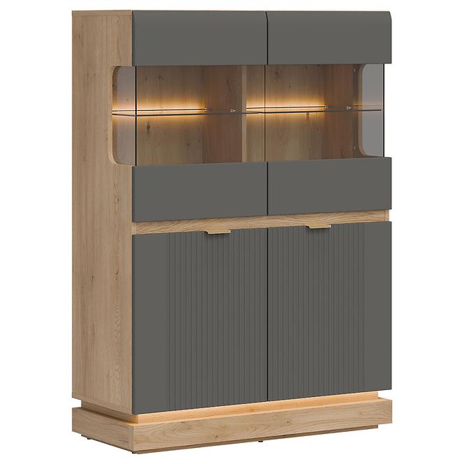 Vitrin Alacsony Milton Ml04 tölgy Crem Torro Szürke