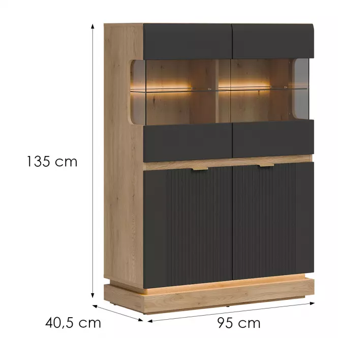 Vitrin Alacsony Milton Ml04 tölgy Crem Torro Antracit
