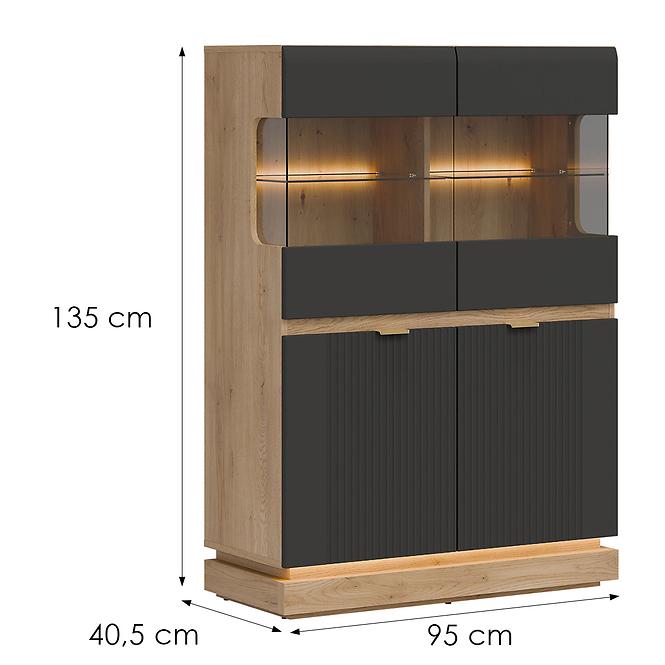 Vitrin Alacsony Milton Ml04 tölgy Crem Torro Antracit