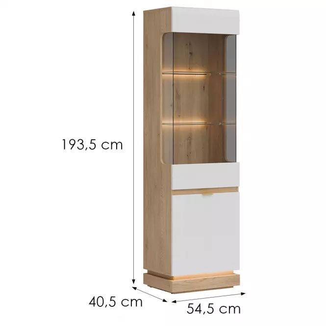 Vitrin L/P  Milton Ml05 tölgy Crem Torro Fehér,2