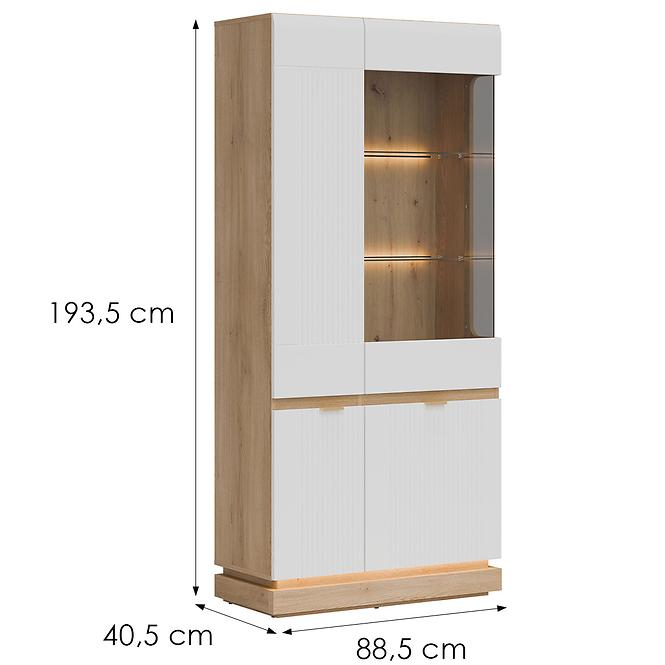 Vitrin Milton Ml06 tölgy Crem Torro Fehér