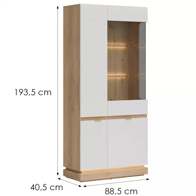 Vitrin Milton Ml06 tölgy Crem Torro Fehér,2