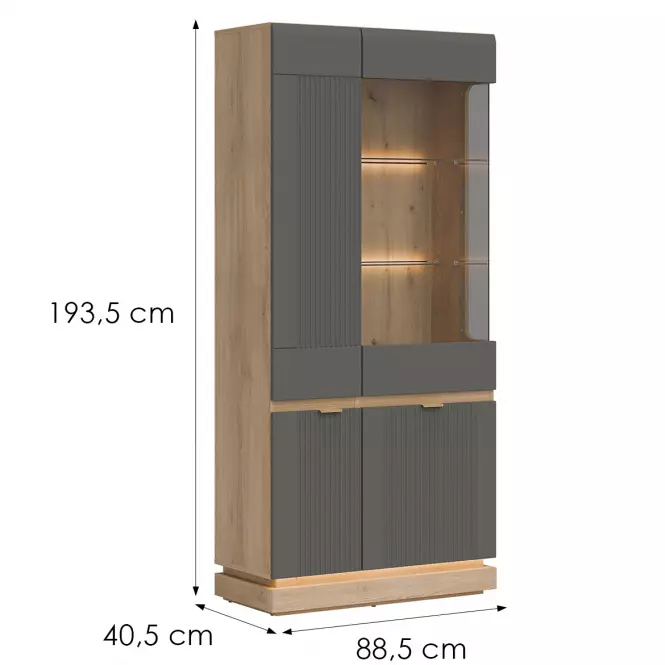Vitrin Milton Ml06 tölgy Crem Torro  Szürke